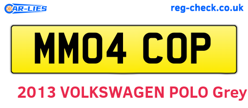 MM04COP are the vehicle registration plates.