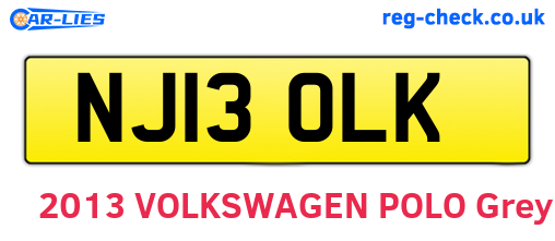 NJ13OLK are the vehicle registration plates.