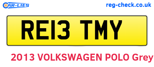 RE13TMY are the vehicle registration plates.