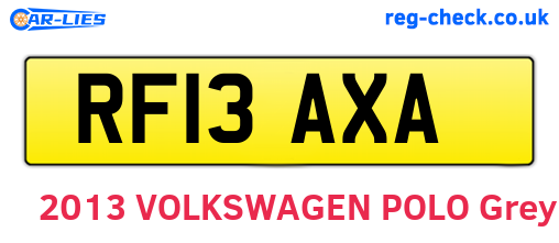 RF13AXA are the vehicle registration plates.