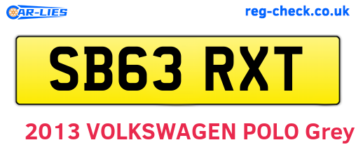 SB63RXT are the vehicle registration plates.