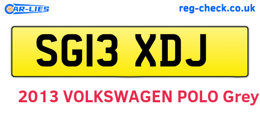 SG13XDJ are the vehicle registration plates.