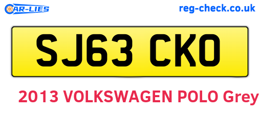 SJ63CKO are the vehicle registration plates.