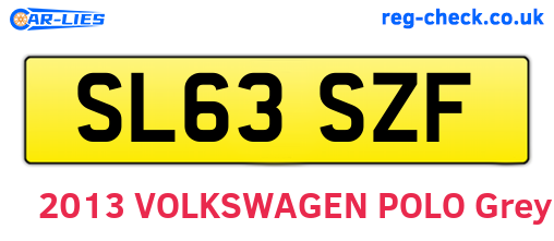 SL63SZF are the vehicle registration plates.