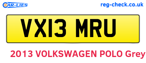VX13MRU are the vehicle registration plates.