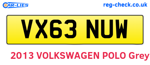 VX63NUW are the vehicle registration plates.