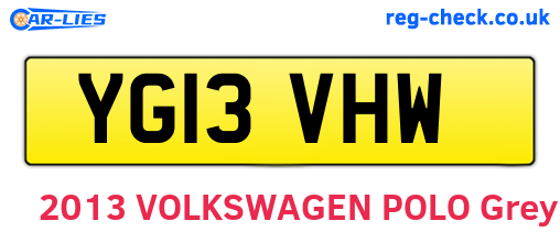YG13VHW are the vehicle registration plates.