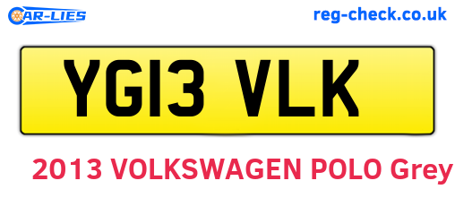 YG13VLK are the vehicle registration plates.