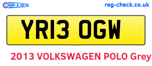 YR13OGW are the vehicle registration plates.