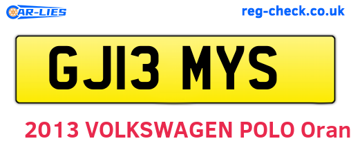 GJ13MYS are the vehicle registration plates.