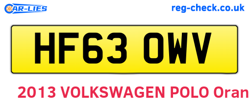 HF63OWV are the vehicle registration plates.