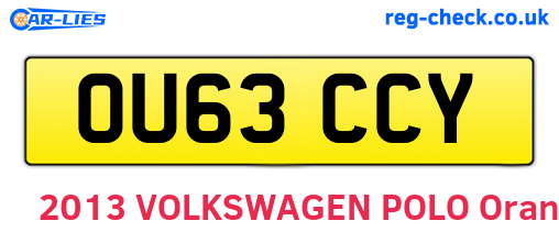OU63CCY are the vehicle registration plates.
