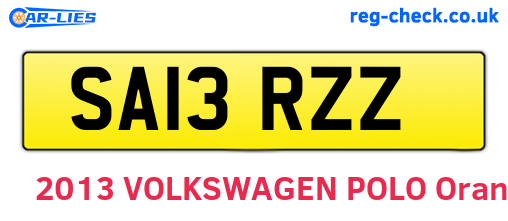 SA13RZZ are the vehicle registration plates.