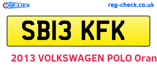 SB13KFK are the vehicle registration plates.