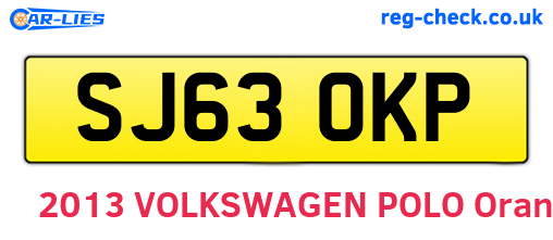 SJ63OKP are the vehicle registration plates.