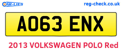 AO63ENX are the vehicle registration plates.