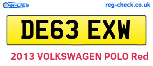 DE63EXW are the vehicle registration plates.