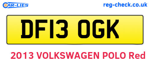 DF13OGK are the vehicle registration plates.