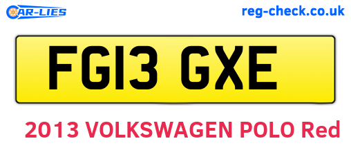 FG13GXE are the vehicle registration plates.