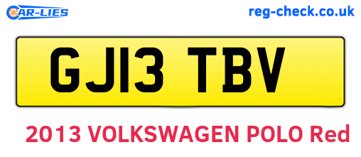 GJ13TBV are the vehicle registration plates.