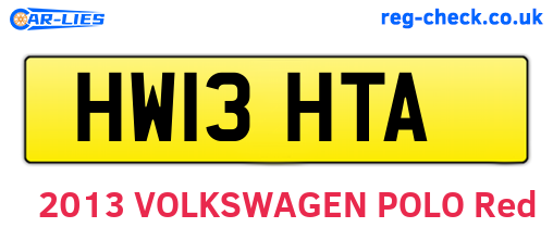 HW13HTA are the vehicle registration plates.