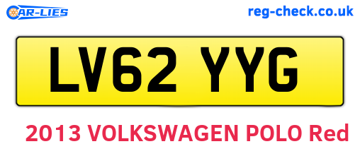 LV62YYG are the vehicle registration plates.