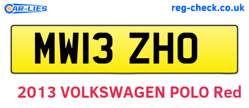 MW13ZHO are the vehicle registration plates.