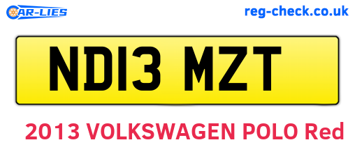 ND13MZT are the vehicle registration plates.