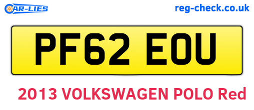 PF62EOU are the vehicle registration plates.