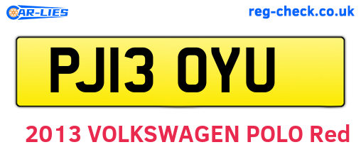PJ13OYU are the vehicle registration plates.