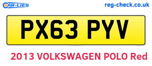 PX63PYV are the vehicle registration plates.