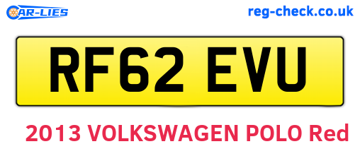 RF62EVU are the vehicle registration plates.