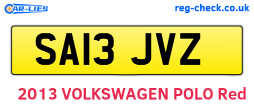 SA13JVZ are the vehicle registration plates.