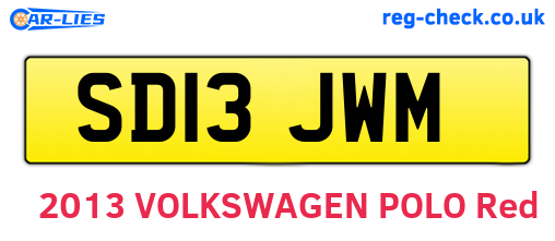 SD13JWM are the vehicle registration plates.