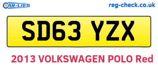 SD63YZX are the vehicle registration plates.