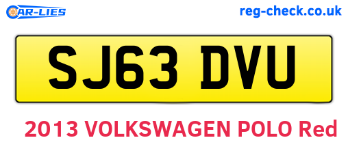SJ63DVU are the vehicle registration plates.