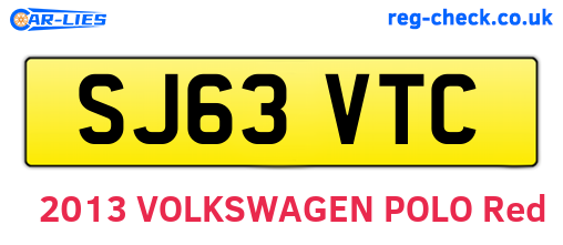 SJ63VTC are the vehicle registration plates.