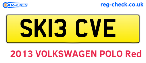 SK13CVE are the vehicle registration plates.