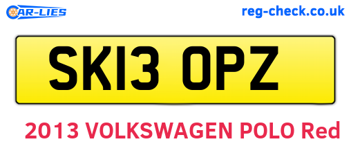 SK13OPZ are the vehicle registration plates.