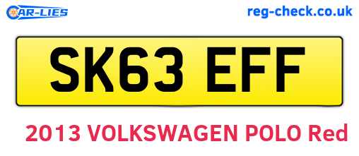 SK63EFF are the vehicle registration plates.