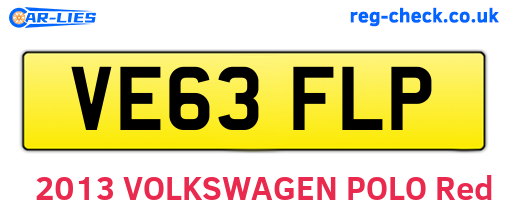 VE63FLP are the vehicle registration plates.