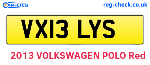 VX13LYS are the vehicle registration plates.
