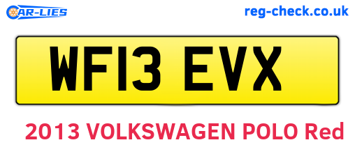 WF13EVX are the vehicle registration plates.