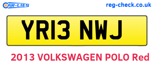 YR13NWJ are the vehicle registration plates.