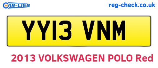 YY13VNM are the vehicle registration plates.