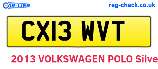 CX13WVT are the vehicle registration plates.