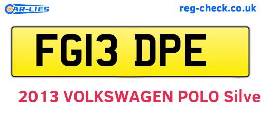 FG13DPE are the vehicle registration plates.