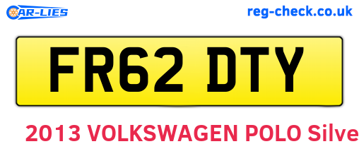 FR62DTY are the vehicle registration plates.