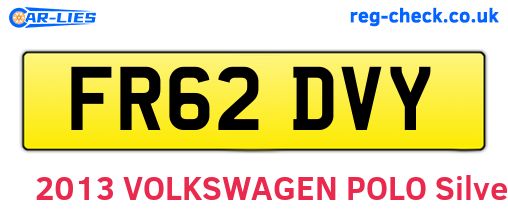 FR62DVY are the vehicle registration plates.