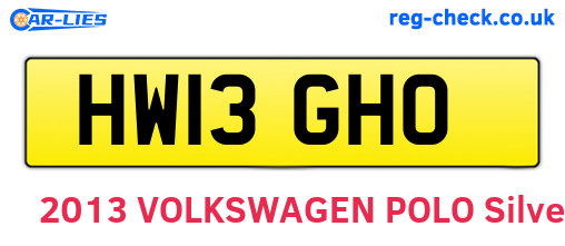 HW13GHO are the vehicle registration plates.